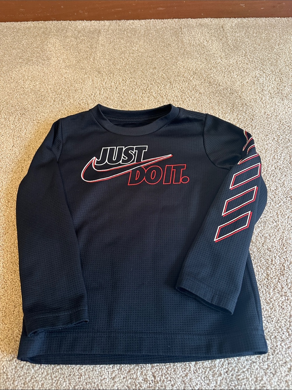 Nike Black Long-Sleeve 'Just Do It' Performance Tee with Red Accents